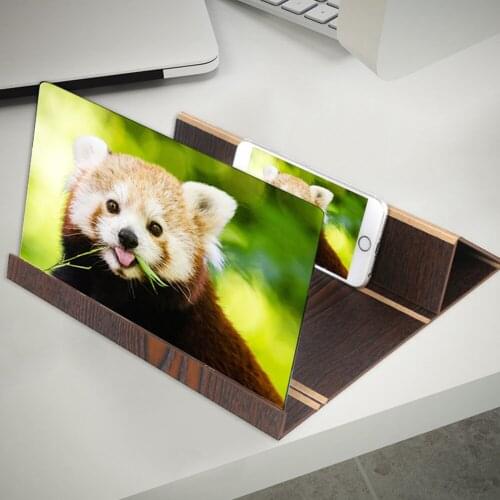 12 inch 3D Screen Magnifier Enlarged Phone Screen Stand Amplifier Bracket Video Amplifier Desktop Foldable Wooden Bracket Holder