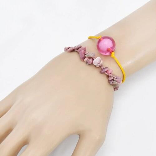 2Pcs/Set Handmade Rope Woven Stone Bracelets for Women Girl Summer Beach Round Beads Adjustable Bracelet Party Jewelry Gift