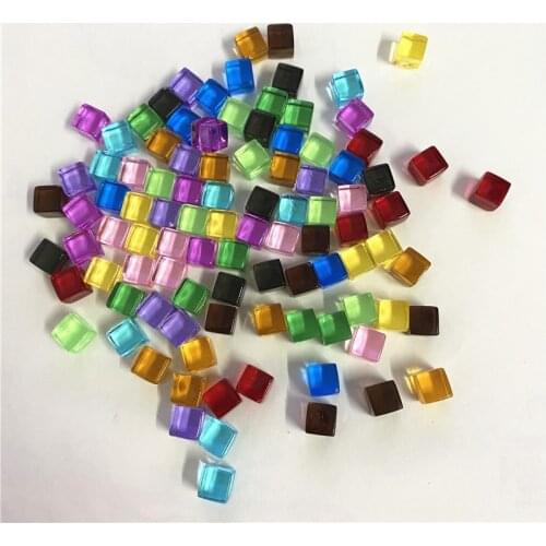 50Pcs/Set 8mm Clear Cube Colorful Crystal Square Corner Transparent Dice Chess Piece Right Angle For Board Game
