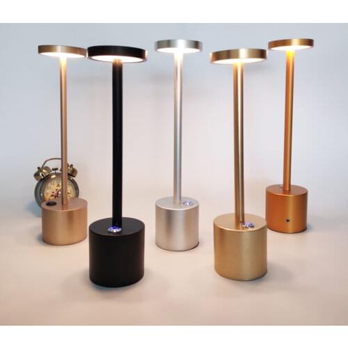 Cordless Table Lamp Bar Bedside Modern Led Gold Rechargeable Battery Desk Lamp Bedroom Restaurant Cafe Nightstand Light Fixtures