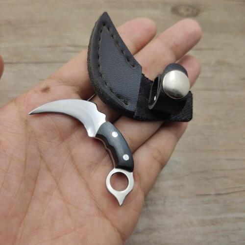 Stainless Steel Wooden Handle Keychain Karambit Knife Tiny Mini Portable EDC Fixed Blade Letter Opener Crafts Gift Accessories