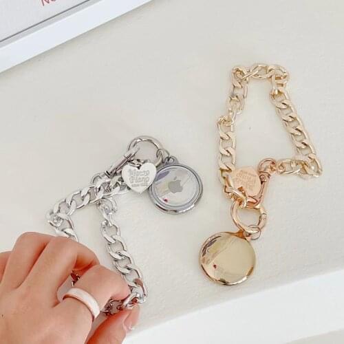 For AirTags Case Luxury Metal Heart Lanyard Soft Plating Anti-lost Protect Case For AirTag Locator Tracker Cover with Keychain