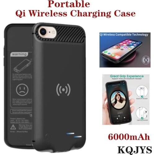 Qi Wireless Power Bank Battery Charger Cases for iPhone 6 7 8 Plus 6s 7 8 SE 2020 Battery Case Silicone Charging Audio Output