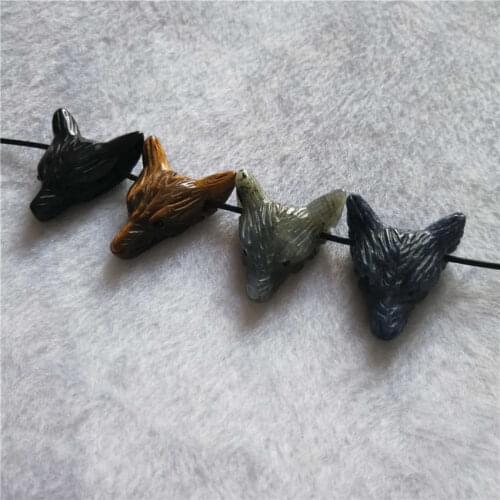 Drop shipping Natural Crystal gemstone wolf pendant meditation reiki healing chakra crystal Wolf Necklace for men 1 pcs