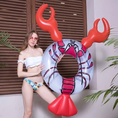 Hot Lobster Shape Inflatable Swimming Ring for Pool Float Mattress Swimming Pool Thickened PVC Summer Floating Ring Seat Toys