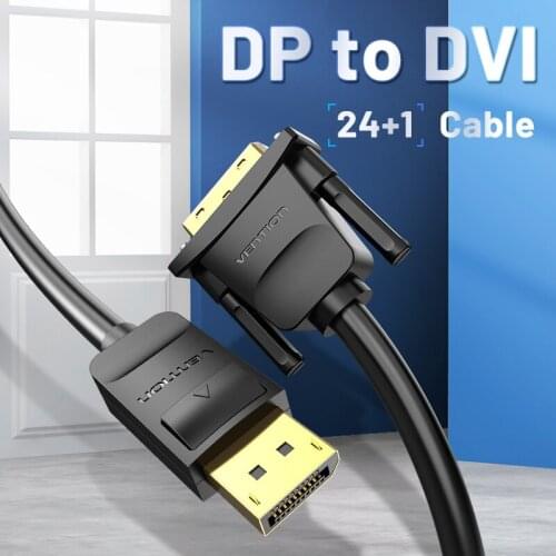 Vention Brand DP to DVI (24+1) Cable 1080P@60Hz PVC HD 3D Multiple Modes Multiple Shield Intelligent Chip Projector Computer TV