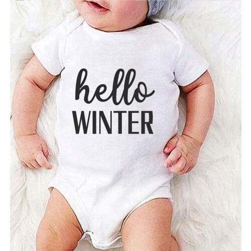 Toddler Jumpsuits One Piece Baby Onesies Cotton Hello Winter Printed Newborn Girl Clothes Romper for Boys Outfits