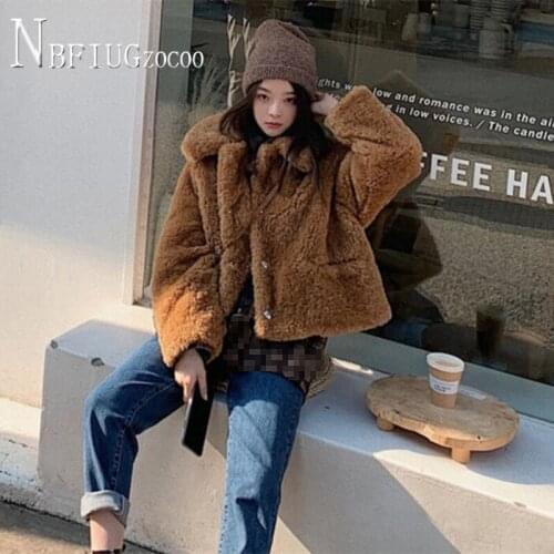 Imitation Lambswool Short Style Women Coat Winter 2020 New Students Thick Warm Female Jacket