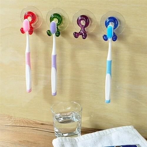 Cute Cartoon Animal Sucker Plastic Toothbrush Holder With Suction Cup Bathroom Sets Family Tooth Brush Holder Wall