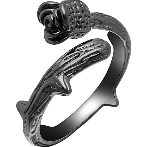 Fashion Vintage New Hand Jewelry Rings Accessories Black Rose Flower Thorns Rings Adjustable Opening Finger Band Punk Style Ring