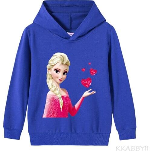 New Cartoon Disney Frozen Elsa Print Baby Girl Boy Hooded Sweatshirt Toddler Kids Hoodies Tops Children Clothes