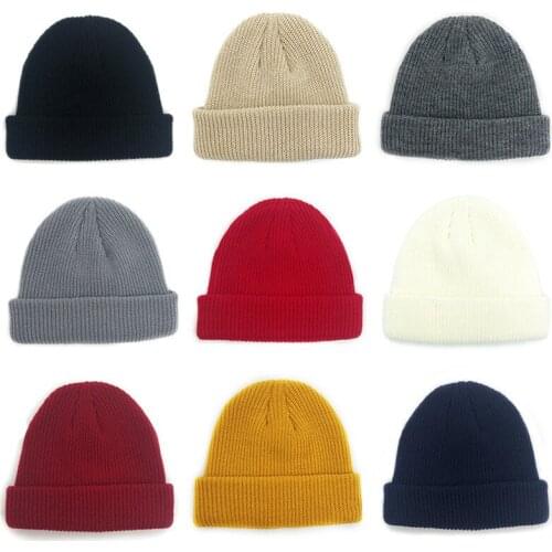 New Winter Warm beanies Caps Unisex Men women Brimless melon hat Curled Skullcap Knitted hats bonnet Homme Gorras