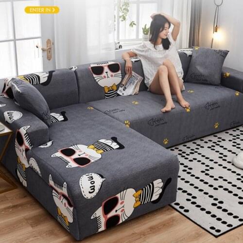 New L-shape Sofa Covers for Living Room Elastic Slipcovers Couch Cover Stretch Sofa Towel Corner Sofa Cover Need Buy 2pcs F8592