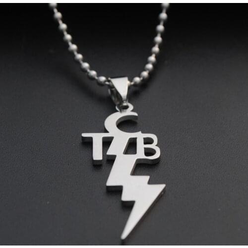New Women Men Fashion Stainless Steel Pendant TCB ELVIS PRESLEY Necklace With 50cm Steel Link Chain Necklace Jewelry