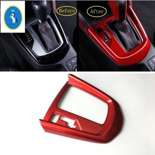 Center Control Console Gearshift Gear Shift Panel ABS Red / Matte / Carbon Fiber Look Cover Trim For Mazda 2 Demio 2015 - 2019