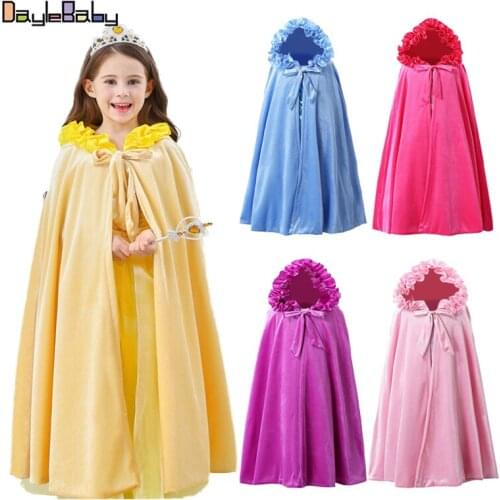 Girls Princess Sequin Hooded Clock Princess Accessory Cape Red Riding Belle Elsa Sophia Rapunzel Aurora Dress Cape
