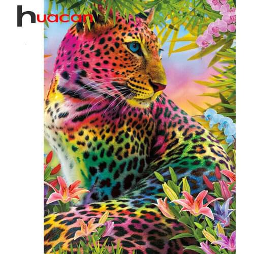 Huacan Full Square/Round Diamond Embroidery Painting Leopard 5D DIY Diamonds Mosaic Animal Handicraft Decoration For Home