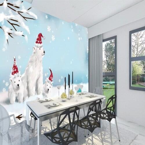 Polar Bear Canvas Wallpaper Cute Snowman PVC poster murals Childrens Room Decorative Art Poster Stickers Home Decoration