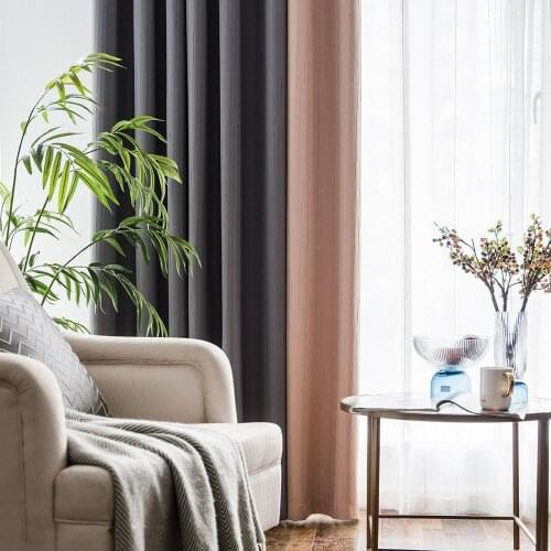 Custom curtains Nordic pink grey shading Stitching Vertical stripe livingroom bedroom window cloth blackout curtain tulle M857