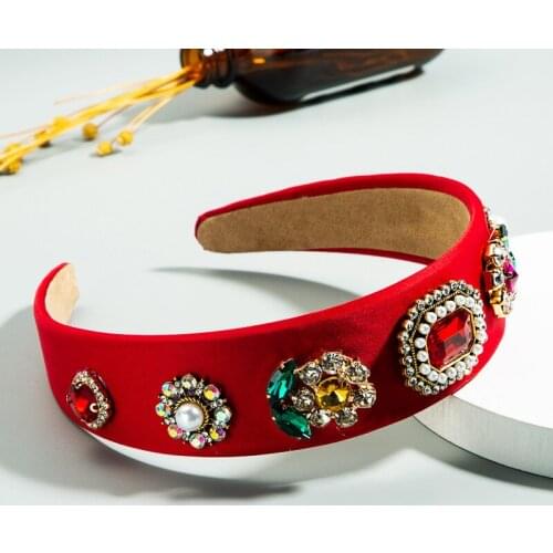 Baroque Pearl Crystal Headbands For Women Bride Crown Fabric Solid Hairband Korean Style Fashion Party Hair Accessories