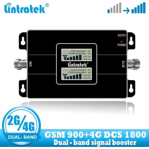 Lintratek Free Shipping 4G Lte 1800 Cellular Signal Repeater GSM 900 Mobile Phone Amplifier 2G 4G 65dB Dual Band Signal Booster