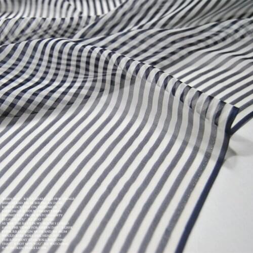LEO&LIN Black White Fine Striped Silk Georgette Chiffon Clothing Fabric DIY Sewing