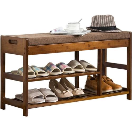 Sitting type changing shoes stool storage sofa trial cabinet European modern simple solid wood shoe organizer