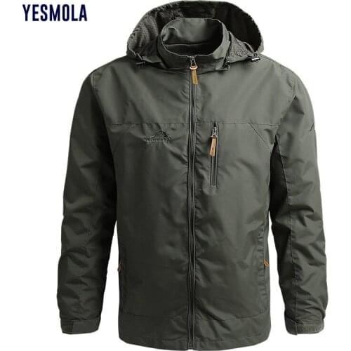 YESMOLA Men Jackets Hooded Coats Male Outdoor Outwears Windbreaker Windproof Spring Autumn Jacket Fashion Fishing Clothing Coat