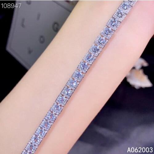 KJJEAXCMY Fine Jewelry 925 Sterling Silver inlaid Aquamarine women hand bracelet luxury support detection
