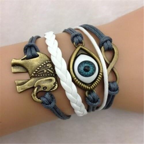 Fashion Elephant Eyes Love Infinite Big 8 Word Combination Bracelet for Women Men Gift Retro Trendy Unisex Harajuku 2019 New