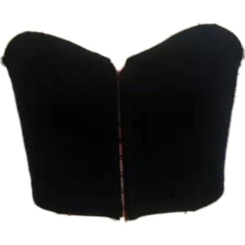 Women’s Solid Color Bustier Tops, Strapless Front Clasp Closure Slimming Short Clothes for Summer