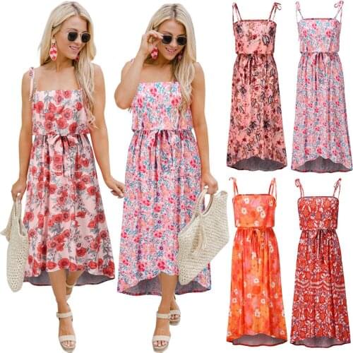 Spring and Autumn Women New Slim Bandeau Floral Print Beach Boho dresses waist elastic sexy Tube top Sundress dress
