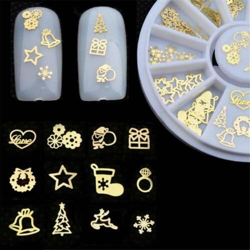 Golden Christmas Nail Art Deco Slice Sticker Santa Gift Star Christmas Tree Manicure Accessories