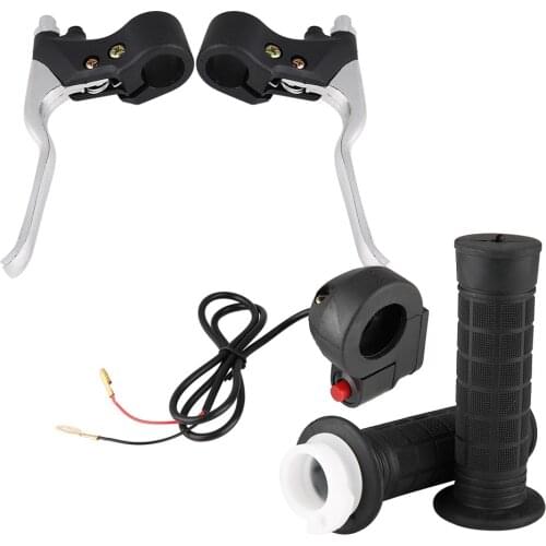 1 Pair Of Brake Levers +1 Pair Of Handlebar Grips With Switch And Black Brake Wire Suitable For 22mm (7/8") Handlebar