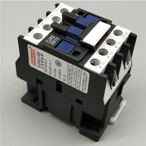 1pcs CJX2-0910 LC1 AC Contactor 9A 3 Phase 3-Pole Coil Voltage 380V 220V 110V 36V 24V 50/60Hz Rail Mounted 3P+1NO Normal Open