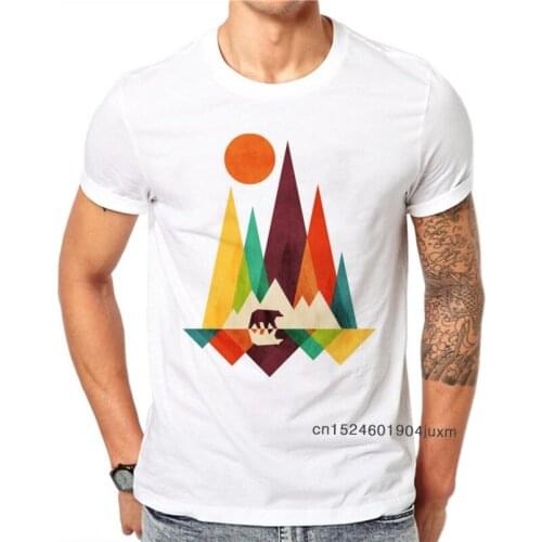 100% Cotton Simple Mountain Bear Design Men T-shirt Animal Printed Male Cool Tops Hipster Style Short Sleeve Casual Tee T Shirts
