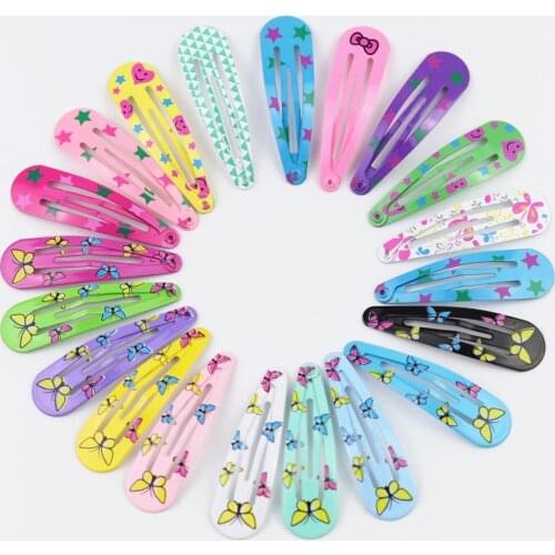 20Pcs/Lot Korean Style Hair Accessories Candy Color Cartoon Hairclip Dripping Hair Clip Print Barrettes New Hair Clips For Girls