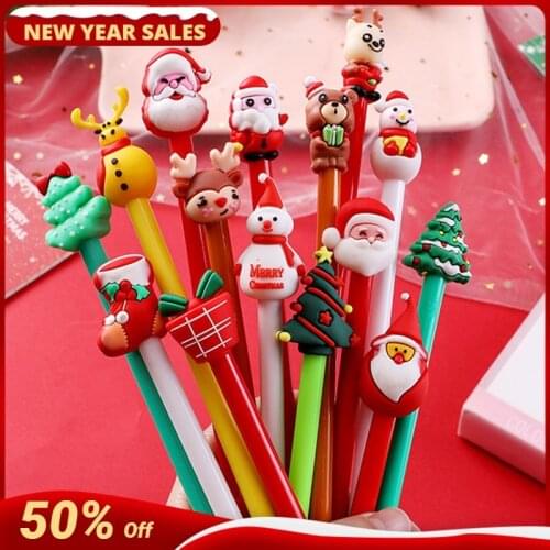4pcs/Lot Christmas Gel Pen Christmas Tree Reindeer Santa Students Gift Cartoon Neutral Pen School Office Christmas Stationary