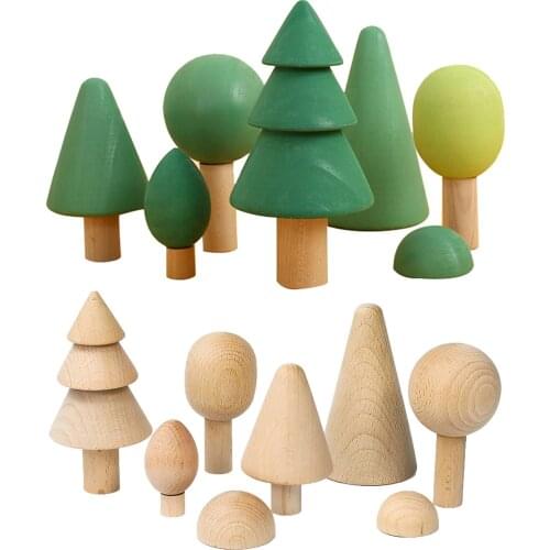 7/Set Wood Blocks Building Stacking Tree Shape Stacker Game Development Montessori Handcrafted Fun Toy Gift Home Decor