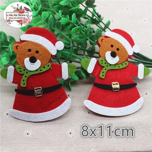 8CM Non-woven patches Christmas bear Branches Felt Appliques for clothes Sewing Supplies diy craft ornament