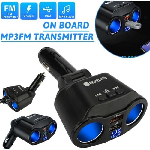 Car 2 Way Cigarette Lighter Socket Splitter MP3 Player Dual USB Charger Universal Car FM Transmitters Accessories 120 W 5 V