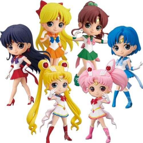 BANDAI Qposket Mizuno Ami Hino Rei Kino Makoto Meiou Setsuna Minako Aino Tenoh Haruka Pvc Collection Model Toys Decoration
