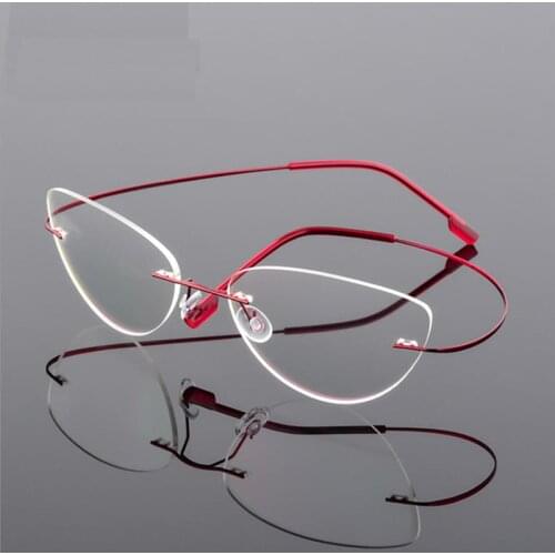 Rimless Glasses Frame Titanium alloy Ultralight Eyeglasses Frameless Cat Eye Screwless Eyewear Myopia Optical Frame F860