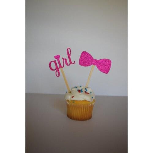 Glitter Baby Girl Cupcake Toppers, Baby Shower Party cake decorations
