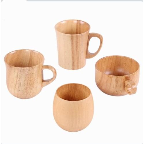 Japanese Style Natural Wooden Cup Reusable Environmental Protection Tea Coffee Milk Wine large Cup Heat Insulation Water Cup