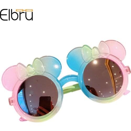 Elbru 2021 Baby Fashion Gradient Glitter Sunglasses Children Outdoor UV400 Sunshades Girls Boys Cute Cartoon Frame Sun Glasses