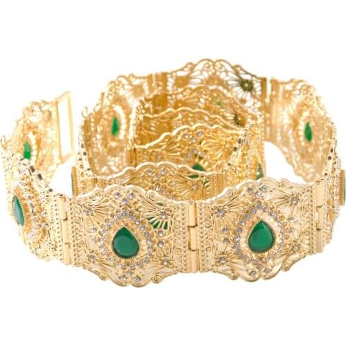 Elegant metallic wedding rhinestone belt vintage royal aristocratic jewelry gold and silver color adjustment length crystal belt