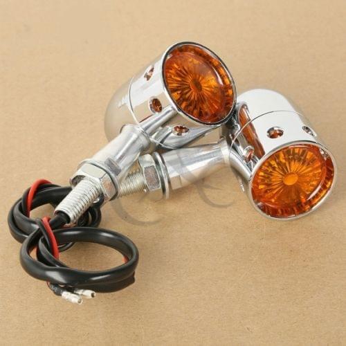 Drilled Amber Motorcycle Indicators Turn Signals Chopper For Harley 10mm