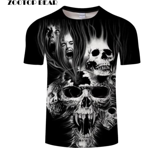 Devil Skull 3D Print t shirt Men Women tshirts Summer Terror Short Sleeve O-neck Tops&Tee Streetwear 2018 Drop Ship ZOOTOP BEAR
