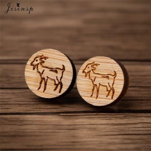 Jisensp Funny Design Goat Wooden Earrings New Fashion Lovely Animal Earring for Women Party Gift pendientes mujer moda 2018